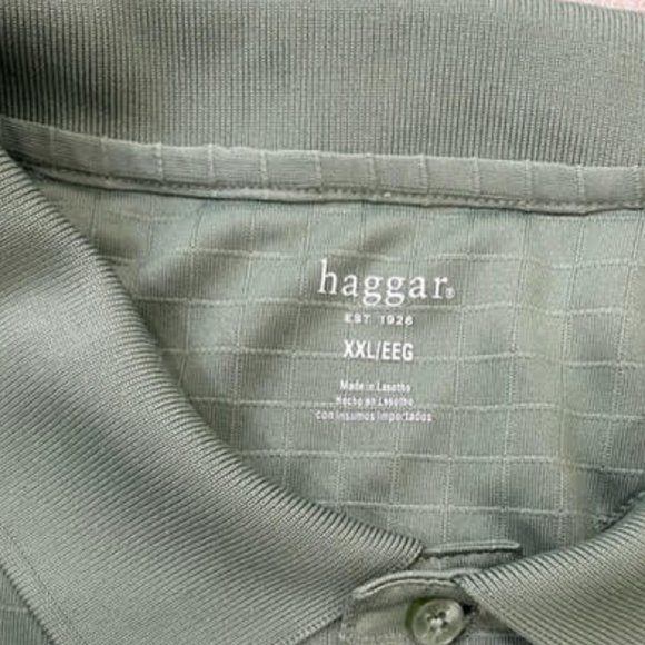 HAGGAR MENS BOX JAQUARD WICKING POLO 2XL - Picture 2 of 3